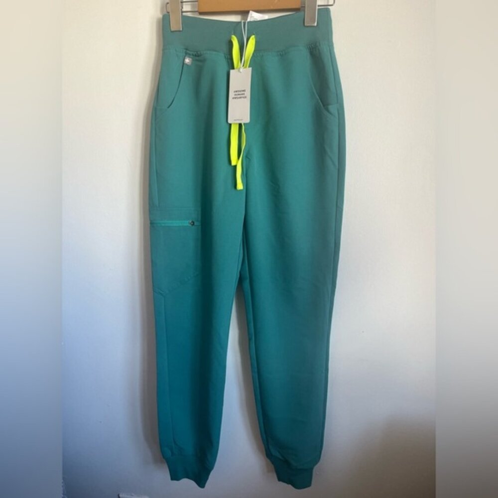 NWT 🆕 Figs High Waisted Zamora Jogger Scrub Pants - Turquoise Teal - XXS